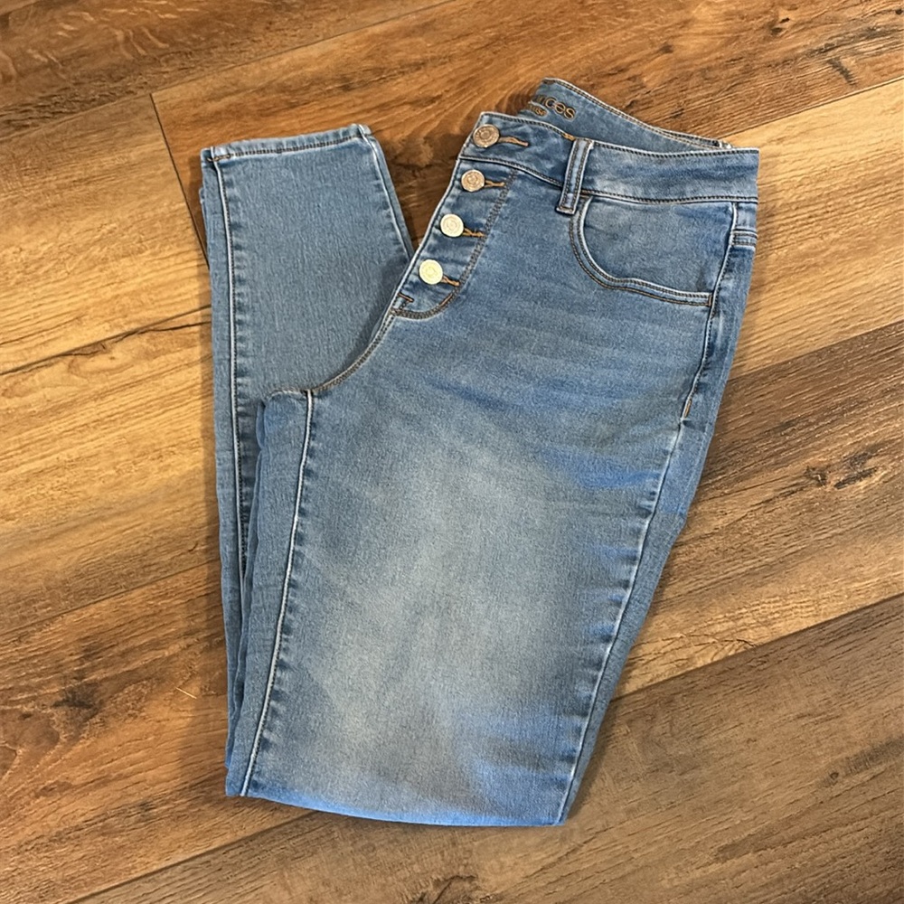 3/$10 Maurices Light Blue High-Rise Button Jeans